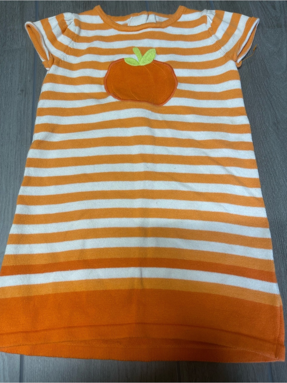 Gymboree Orange and White Striped Pumpkin Tee Dress